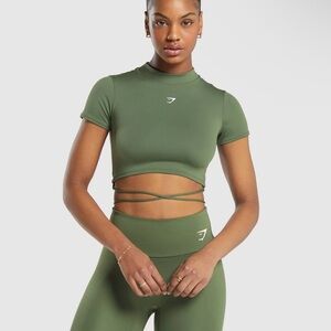 Brand New Gymshark Everyday Mock Neck
Ribbon T-Shirt Core Olive Small Body Fit